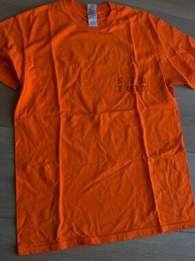 Kanye West THE LIFE OF PABLO New York T-Shirt Orange Size M Vintage Distressed